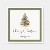 Serviette En Papier Modern Neutral Christmas Tree Family Napkins (Devant)