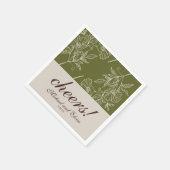 Serviette En Papier Modern Neutral Floral Cheers Personalized Wedding (Coin)