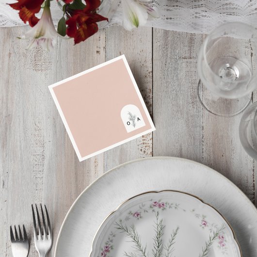 Serviette En Papier Modern Neutral Monogram Botanical Napkin