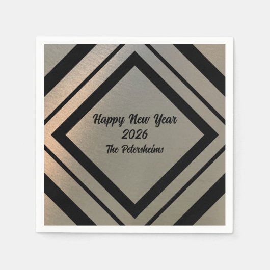Serviette En Papier Modern Personalized Brushed Metal Happy New Years (Devant)