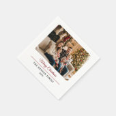 Serviette En Papier Modern Personalized Family Photo Merry Christmas (Coin)