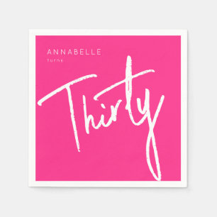 Serviette En Papier Modern Pink 30e Trente-trentième anniversaire fête