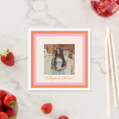 Serviette En Papier Modern Pink and Orange Border Photo Graduation (En situation)