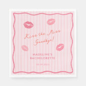 Serviette En Papier Modern Pink Kiss The Miss Goodbye Bridal Shower (Devant)