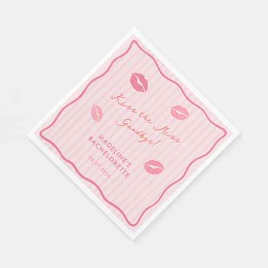 Serviette En Papier Modern Pink Kiss The Miss Goodbye Bridal Shower (Coin)