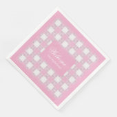 Serviette En Papier Modern Pink Napkins Personalized Plaid Accent (Coin)