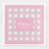 Serviette En Papier Modern Pink Napkins Personalized Plaid Accent (Devant)