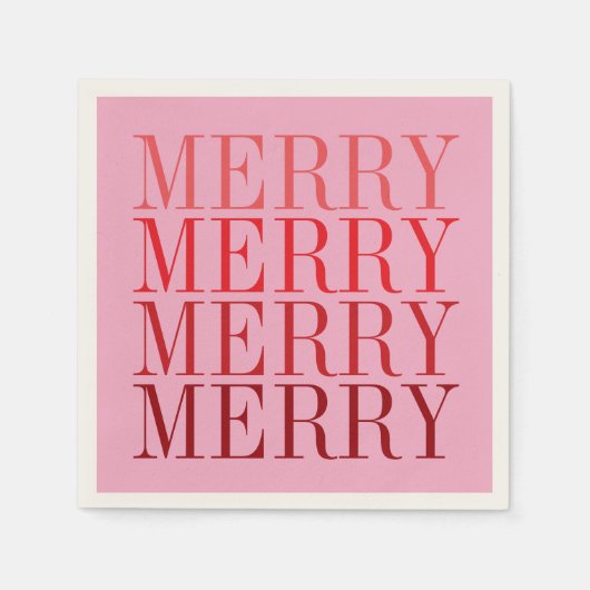 Serviette En Papier Modern Pink Red Merry Holiday Christmas Retro (Devant)