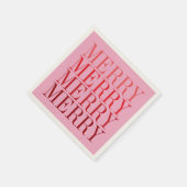 Serviette En Papier Modern Pink Red Merry Holiday Christmas Retro (Coin)