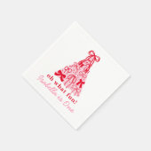 Serviette En Papier Modern Pink Red Tree Bow 1st Birthday (Coin)