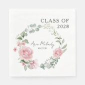 Serviette En Papier Modern Pink Roses Script Class of Graduation (Devant)