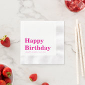 Serviette En Papier Modern Pink Typography Birthday (En situation)