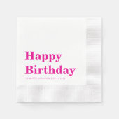 Serviette En Papier Modern Pink Typography Birthday (Devant)