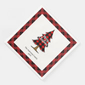 Serviette En Papier Modern Red Black Plaid Christmas Napkins Custom (Coin)