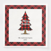 Serviette En Papier Modern Red Black Plaid Christmas Napkins Custom (Devant)