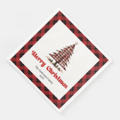 Serviette En Papier Modern Red Black Plaid Tree Christmas Napkins (Coin)