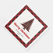 Serviette En Papier Modern Red Black Tartan Christmas Napkin Custom (Coin)