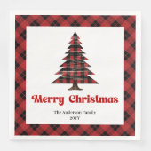 Serviette En Papier Modern Red Black Tartan Christmas Napkin Custom (Devant)