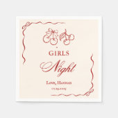 Serviette En Papier Modern Red Girls Night Dinner Party (Devant)
