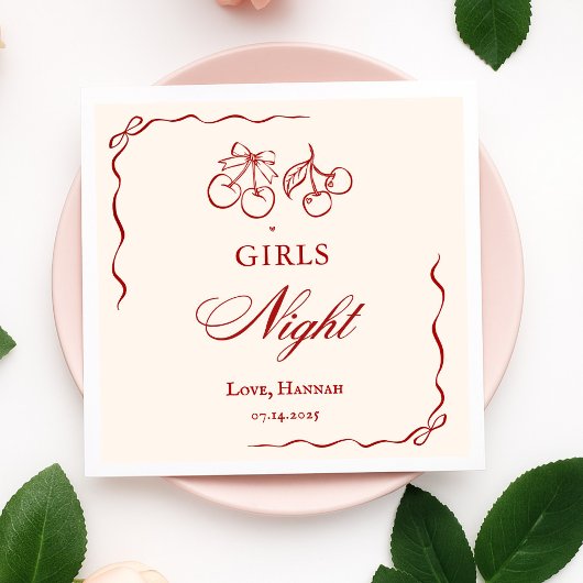 Serviette En Papier Modern Red Girls Night Dinner Party