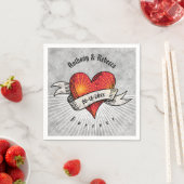 Serviette En Papier Modern Red Heart Ajouter des noms et une date (En situation)
