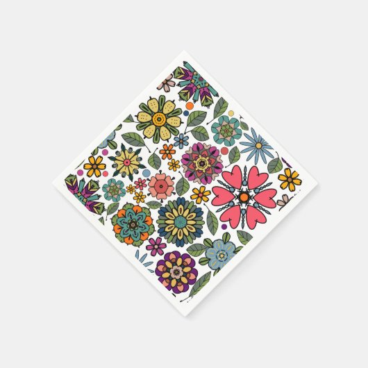 Serviette En Papier Modern Retro Floral Drawing Seamless Pattern Art (Coin)