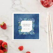 Serviette En Papier Modern Rustic Blue Hydrangeas Floral Wedding (En situation)