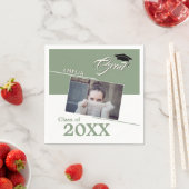 Serviette En Papier Modern Sage Green Graduate Photo Party (En situation)