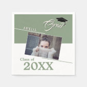 Serviette En Papier Modern Sage Green Graduate Photo Party (Devant)