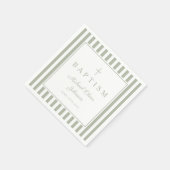 Serviette En Papier Modern Sage Green Religius Cross Boy Baptism (Coin)