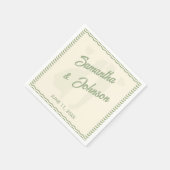 Serviette En Papier Modern Sage Green Wavy Stripe Wedding (Coin)