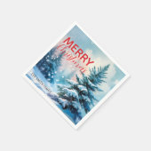 Serviette En Papier Modern Script Christmas Xmas winter pine tree fore (Coin)