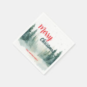 Serviette En Papier Modern Script Christmas Xmas winter pine tree fore (Coin)
