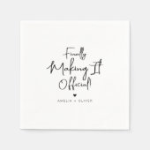 Serviette En Papier Modern Script Finally Making It Official Wedding (Devant)
