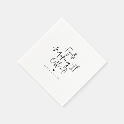 Serviette En Papier Modern Script Finally Making It Official Wedding (Coin)