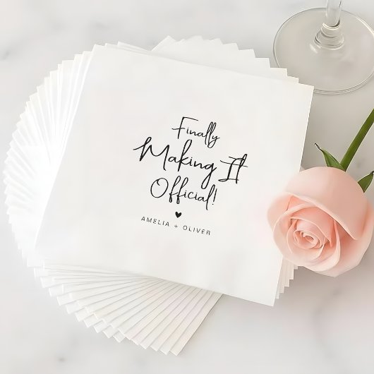 Serviette En Papier Modern Script Finally Making It Official Wedding