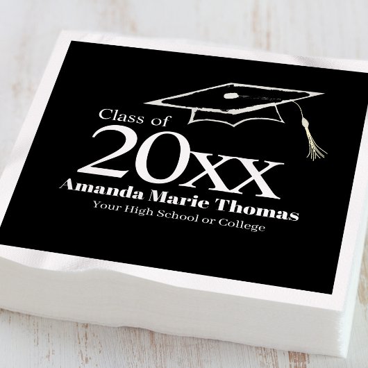 Serviette En Papier Modern Script Graduation Name Class Year Design
