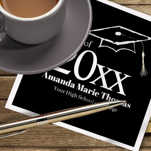 Serviette En Papier Modern Script Graduation Name Class Year Design