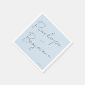 Serviette En Papier Modern Script Handwriting Soft Blue Classy Wedding (Coin)