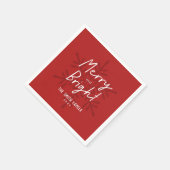 Serviette En Papier Modern Script Merry & Bright Snowflakes Christmas (Coin)