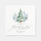 Serviette En Papier Modern Script Pine Tree Merriest Christmas (Devant)