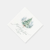 Serviette En Papier Modern Script Pine Tree Merriest Christmas (Coin)