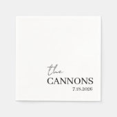 Serviette En Papier Modern Script Wedding Personalized Name Date (Devant)