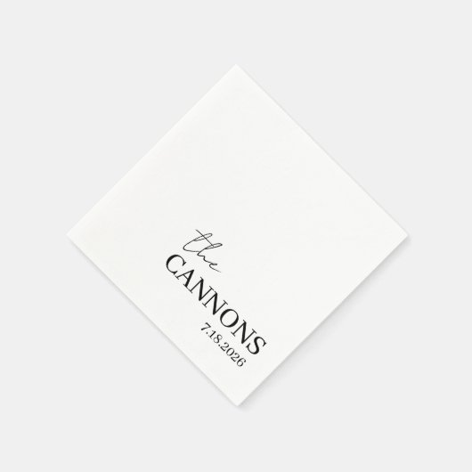 Serviette En Papier Modern Script Wedding Personalized Name Date (Coin)