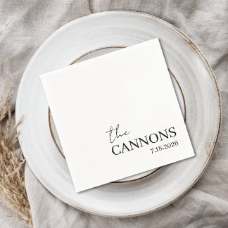 Serviette En Papier Modern Script Wedding Personalized Name Date
