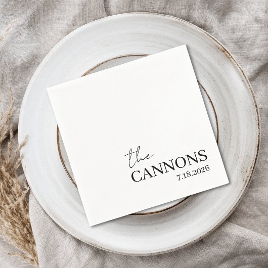 Serviette En Papier Modern Script Wedding Personalized Name Date
