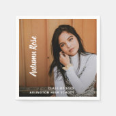 Serviette En Papier Modern Simple Élégant Script Nom Photo Graduation (Devant)