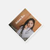 Serviette En Papier Modern Simple Élégant Script Nom Photo Graduation (Coin)