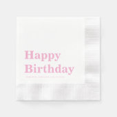 Serviette En Papier Modern Simple Pink Birthday (Devant)