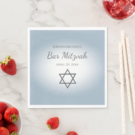 Serviette En Papier Modern Simple Star of David Blue Bar Mitzvah (En situation)